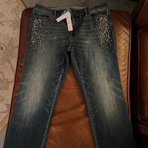 White House Black Market beaded bootcut jeans